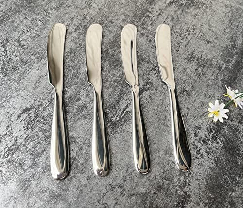 4 Pieces Set Butter knife Pate Knife Cheese Spreader Thick and Smooth Handle Food Safety Material Stainless Steel 18/10 SUS 304# for Home Restaurant Party breakfast (Mirror)