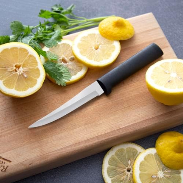 Rada Cutlery Super Parer Knife (W227) 4.38" Stainless Steel Hollow Ground Blade Made in USA Black Handle