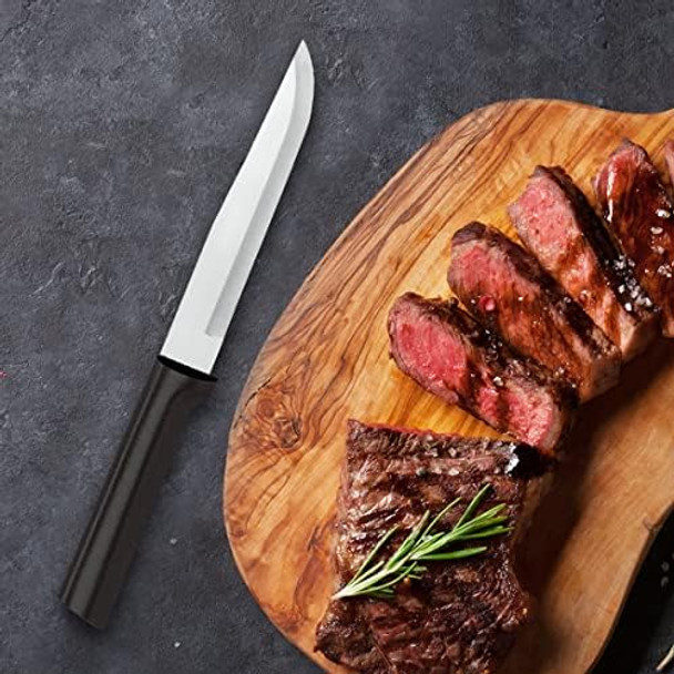 RADA Cutlery Stubby Butcher Knife (R106) 5.38" Stainless Steel Hollow Ground Blade Made in USA Silver Handle RADA Cutlery Stubby Butcher Knife (R106) 5.38" Stainless Steel Hollow Ground Blade Made in USA Silver Handle