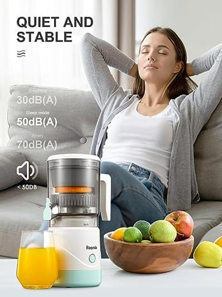 Electric Citrus Juicer Reemix Full-Automatic Orange Juicer Squeezer for Orange Lemon Grapefruit Citrus Juicer with Cleaning Brush Easy to Clean and Use (White)