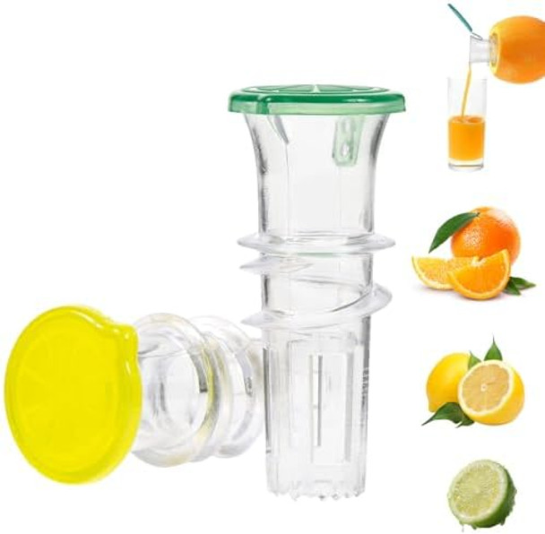 Screw Top Lemon Squeezer Mini Durable Portable Lemon Juicer Compact Citrus Press with Lid Handheld Lime Juicer for Cocktails Drinks (2 Green + Yellow)