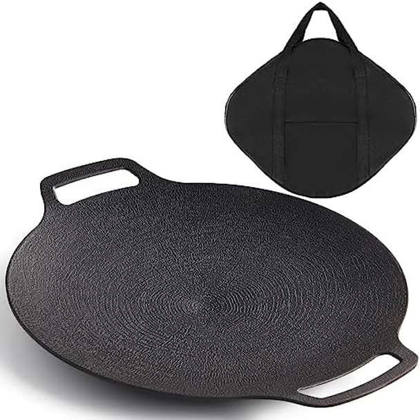 Korean Grill Pan with Nonstick 6-Layer Coating 13" Round BBQ Griddle with Bag Compatible for Induction Gas Stove Electric Cooktop Indoor or Outdoor Grilling