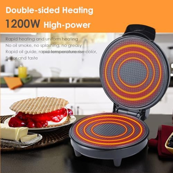 Mini Waffle Ice Cream Cone Maker Homemade Ice Cream Cones 1200W Electric Nonstick Waffler Iron Machine for DIY Home Kitchen Holiday Parties Baking Get Home Ice Cones in 2 Minutes