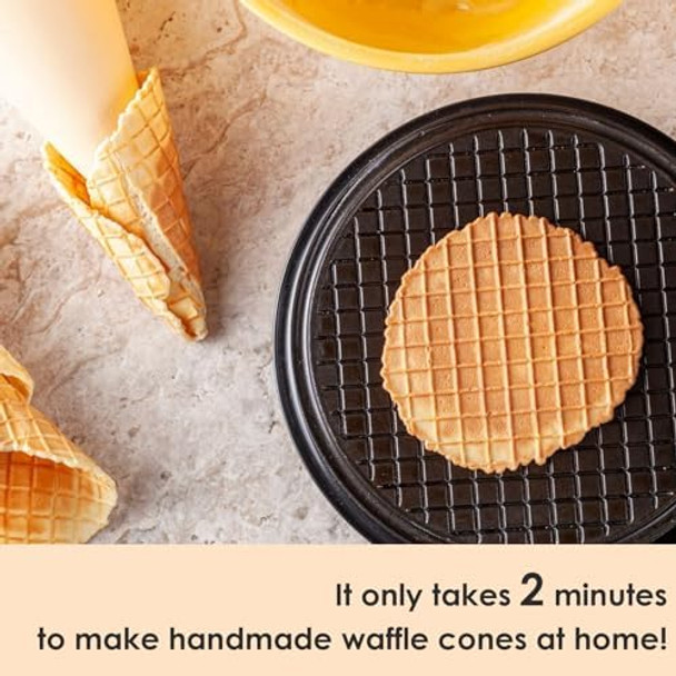 Mini Waffle Ice Cream Cone Maker Homemade Ice Cream Cones 1200W Electric Nonstick Waffler Iron Machine for DIY Home Kitchen Holiday Parties Baking Get Home Ice Cones in 2 Minutes
