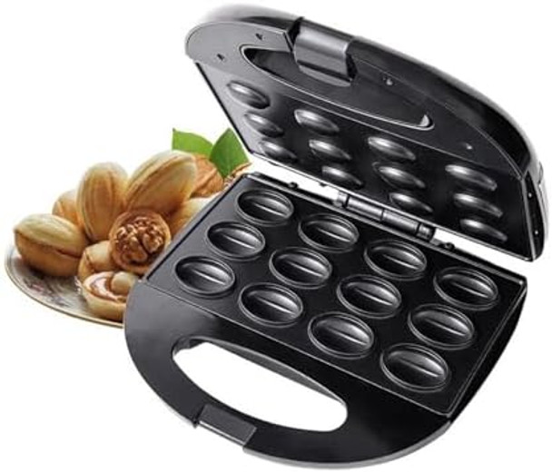 Walnut Cookie Maker 12Pcs Non Stick Electric Oreshki Cookie Walnut Cake Maker Mini Nut Waffle Bread Machine Double Sided Heating for Xmas Holiday Baking