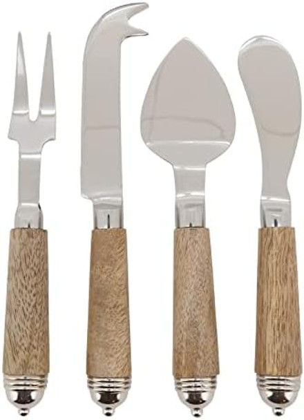 Natural Bark Wood Style Handle Cheese Knife Cutlery (Set of 4) Natural Bark Wood Style Handle Cheese Knife Cutlery (Set of 4)