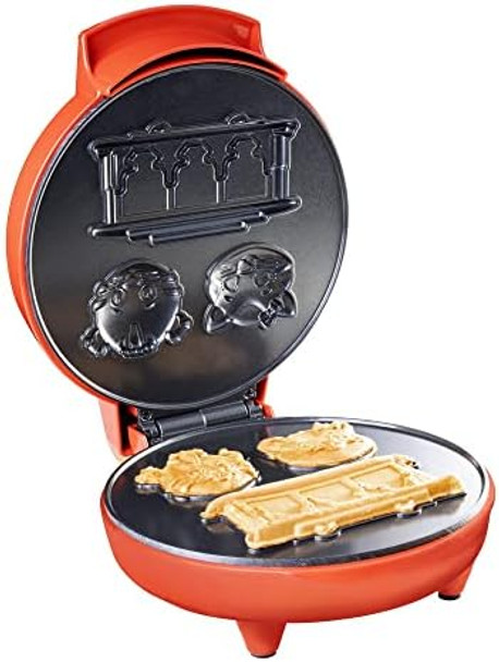 Daniel Tiger Neighborhood Waffle Maker Iron- Electric Nonstick Waffler Feat. 3D Mini Character Shaped Waffles Pancakes- Daniel Tiger Katerina Kitty Cat & Trolley- Fun Breakfast for Kids - Great