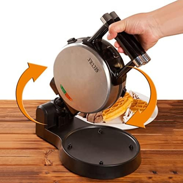Secura Automatic 360 Rotating Non-Stick Belgian Waffle Maker w/Removable Plates 17”10“6.05”