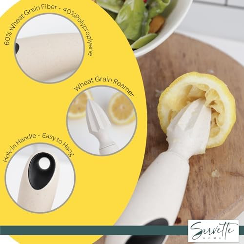 Servette Home Wheat Straw Citrus Reamer 6.5 inches Eco-Friendly for Lemons Limes Oranges Grapefruit