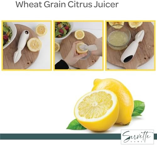 Servette Home Wheat Straw Citrus Reamer 6.5 inches Eco-Friendly for Lemons Limes Oranges Grapefruit