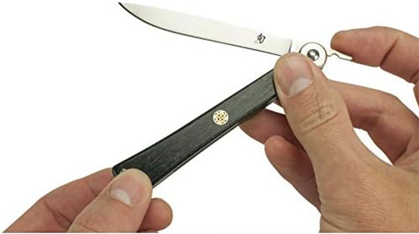 Shun Higo-No Kami Personal Steak Knife 3.5” Handcrafted Japanese Knife VG10 Stainless Steel Blade Pakkawood Handle