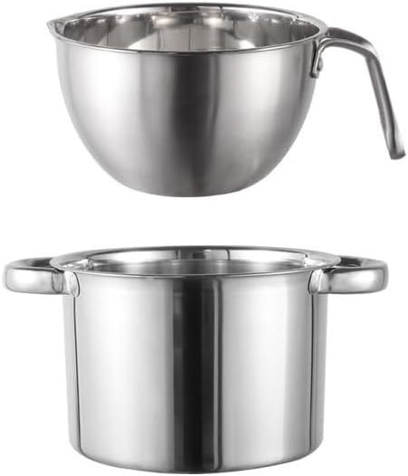 SICHI Double Boiler Pot Set for Melting Chocolate 480 ml Small Stainless Steel Double Pot w/no -electric and Anti-scald Handle Butter Melting Pot for Chocolate/Milk/Cream Melting