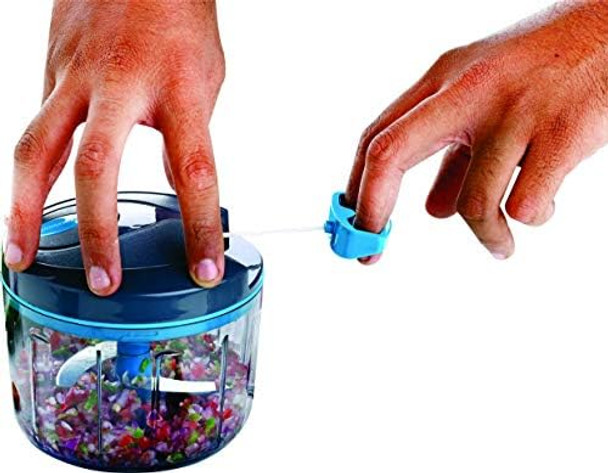 SIGNORAWARE Manual Food Processor Vegetable Chopper -Easy Pull Hand String- Portable Stainless Steel Hand Food Chopper Cutter Garlic Mincer Onion Veggie Fruit Chopper Dicer w/Container (15 oz)