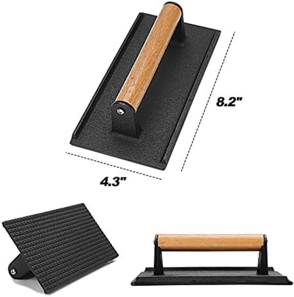 Skyflame 12'' Cheese Melting Dome & 8'' Burger Press 2pcs Griddle Accessories Set for Flat Top Grill/BBQ – Stainless Steel Cover & Bacon Smasher Indoor Outdoor