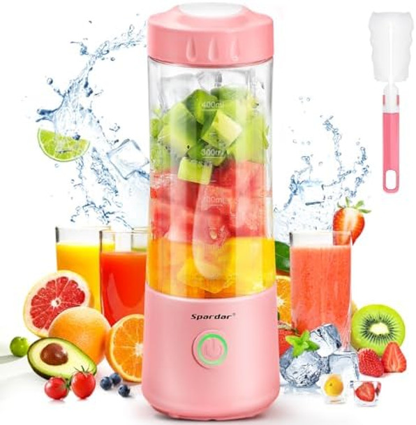 Spardar Portable Blender for Shakes & Smoothies Personal USB Rechargeable Mini Blender Cup Juicer for Home Sports & Outdoors
