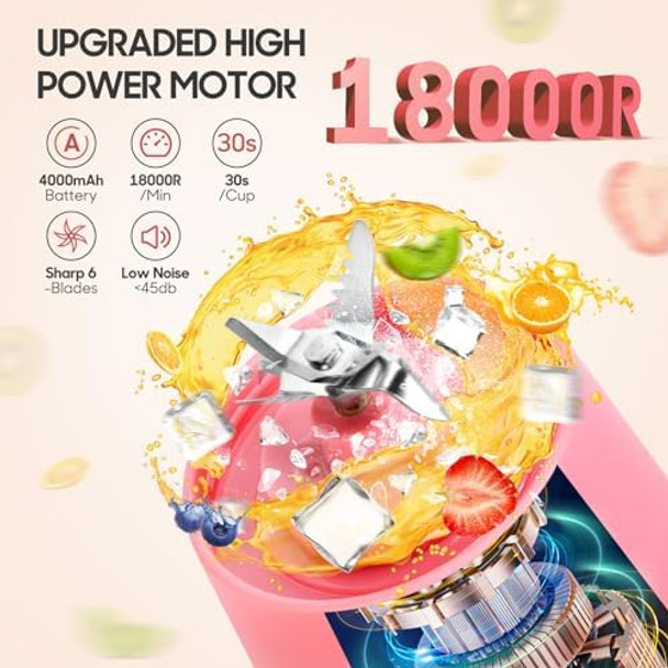 Spardar Portable Blender for Shakes & Smoothies Personal USB Rechargeable Mini Blender Cup Juicer for Home Sports & Outdoors