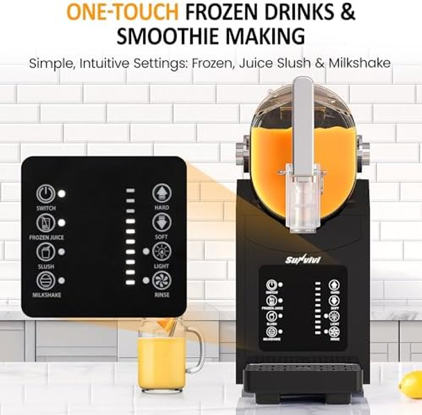Sunvivi Slushie Machine for Home: 62oz Slushy Machine with Self-Cleaning Function Professional Frozen Drink Maker with Frozen Juice Slush & Milkshake Snow Cone Machine with Hardness Control Black