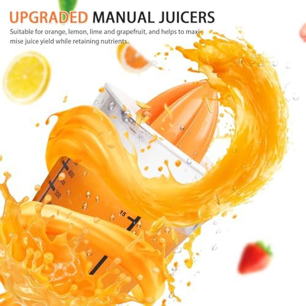 Citrus Juicer Manual Juicer Multifunctional Hand Juicer Lemon Lime Squeezer 20-Ounce Capacity Orange Juicer (White Basic)