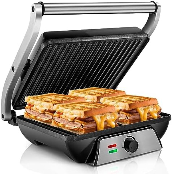 SUSTEAS 3-in-1 Electric Indoor Grill - Panini Press with Non-Stick Cooking Plates Opens 180-Degree Gourmet Sandwich Maker Floating Hinge Fits All Foods Panini Press Grill with Grease Tray SUSTEAS 3-in-1 Electric Indoor Grill - Panini Press with Non-Stick Cooking Plates Opens 180-Degree Gourmet Sandwich Maker Floating Hinge Fits All Foods Panini Press Grill with Grease Tray