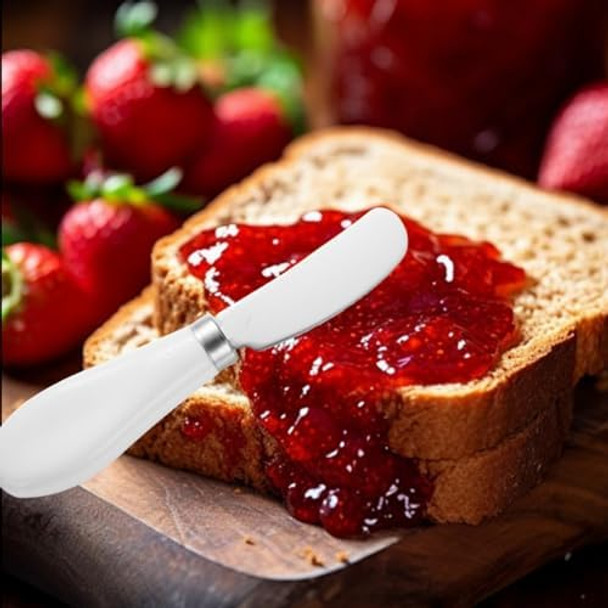 Butter Knife 4 Pcs Stainless Steel Butter Spreader Knife with White Porcelain Handle Wide Blade Cheese Spreader Used for Cheese Cold Butter Jam 5.2 Inch (4) Butter Knife 4 Pcs Stainless Steel Butter Spreader Knife with White Porcelain Handle Wide Blade Cheese Spreader Used for Cheese Cold Butter Jam 5.2 Inch (4)