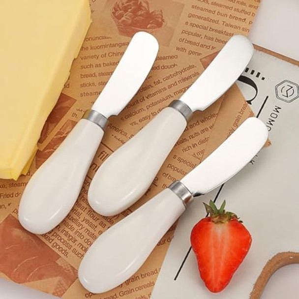 Butter Knife 4 Pcs Stainless Steel Butter Spreader Knife with White Porcelain Handle Wide Blade Cheese Spreader Used for Cheese Cold Butter Jam 5.2 Inch (4) Butter Knife 4 Pcs Stainless Steel Butter Spreader Knife with White Porcelain Handle Wide Blade Cheese Spreader Used for Cheese Cold Butter Jam 5.2 Inch (4)