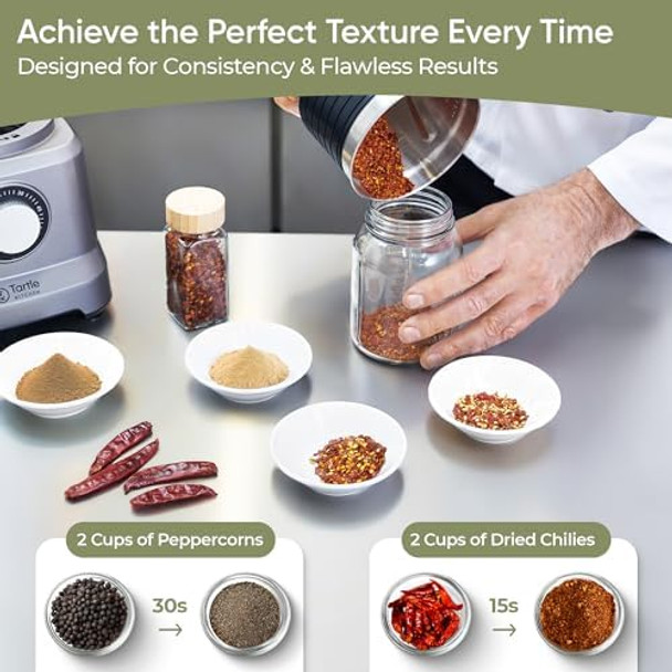 Commercial Spice Grinder Electric - Wet & Dry Herb Grinder with Timer for Spices Nut Seeds Grains & More - Includes 2 Stainless Steel Bowls - Professional Grinding Machine for Bulk Kitchen Prep