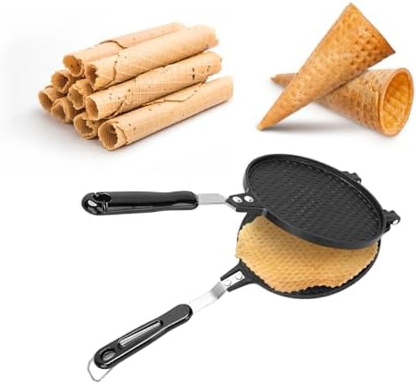 Topyond Cone Maker Non-Stick Waffle Cone Maker Electric Egg Roll Pan 8.5In Crispy Cone Mold Waffle Bowl Machine for DIY Ice Cream Cones Egg Rolls Home Use