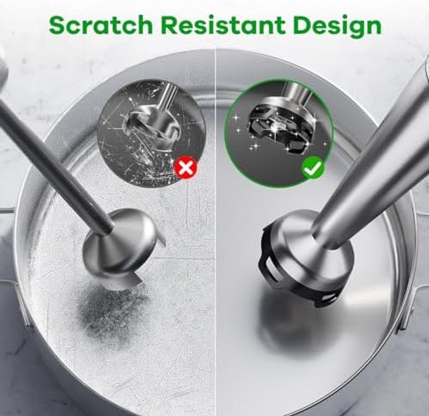 Immersion Blender Handheld Corded Hand Blenders Set 1100W Trigger Variable Speed 5 in 1 Stick Emulsifier with Chopper Whisk and Frother for Soup Baby Food and Smoothies