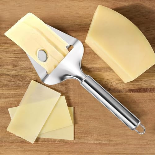 1Pcs Stainless Steel Cheese Slicer Handheld For All Types of Cheese Multi-functional Handheld Cheeses Cutter Plane for Soft Semi-Hard Hard Cheeses Kitchen Cooking Tool Non-stick Dishwasher Safe