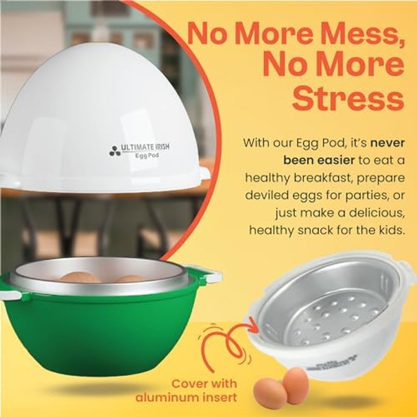 Egg Pod -Ronnie Neville’s Original as Seen on TV Microwave Egg Cooker Perfectly Cooked & Peeled Egg Capacity 4 Eggs Boiled Egg Maker Cooking Accessories Microwave Egg Boiler Cooker