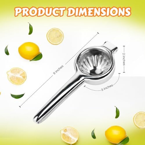 Stainless Steel Lemon Squeezer Heavy Duty Handheld Juicer with Large Bowl Premium Lemon Lime Squeezer and Lemon Press for Easy Extraction Manual Citrus Press Rust-Resistant and Durable