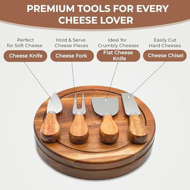 Cheese Board and Knife Set Round Charcuterie Board Small Set Wine Picnic Portable Cheese Board Cutting Board Tabla Para Quesos Cheese Board and Knife Set Round Charcuterie Board Small Set Wine Picnic Portable Cheese Board Cutting Board Tabla Para Quesos
