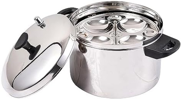 Idli Maker/Cooker/Steamer Stainless Steel with Insulated Handles (24 Idli + 24 Mini Idli) Pot Induction and Gas Stove Compatible