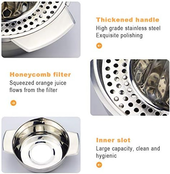 Vanleonet Stainless Steel Citrus Lemon Orange Juicer Manual Hand Squeezer Juicer Hand Press Fruit Lemon Lime Orange Squeezer with Bowl