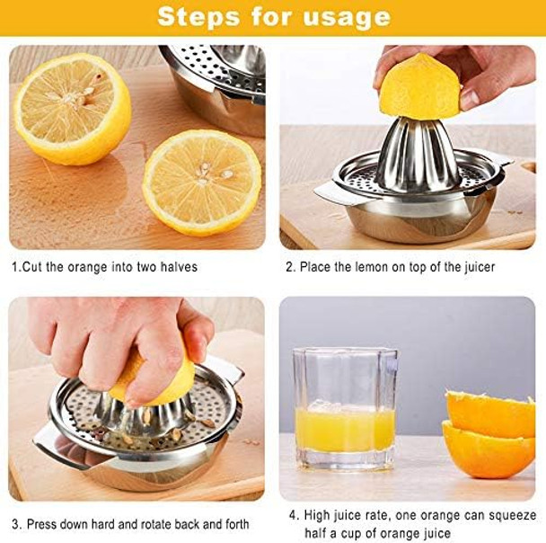 Vanleonet Stainless Steel Citrus Lemon Orange Juicer Manual Hand Squeezer Juicer Hand Press Fruit Lemon Lime Orange Squeezer with Bowl