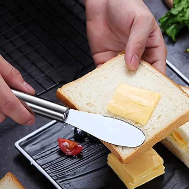 VANRA Wide Butter Spreader Knife Set 4-Piece Stainless Steel Cheese Knife Serrated Edge Sandwich Condiment Jam Bread Cream Knives 7.8-inch (Set of 4)