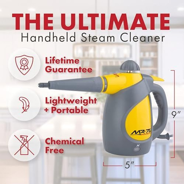 Vapamore MR-75 Amico Handheld Steam Cleaner 17 Attachments Including the Turbo Pet Tool Chemical Professional-Grade Handheld Steamer Quickly & Easily Cleans Upholstery Bathrooms Cars & More Vapamore MR-75 Amico Handheld Steam Cleaner 17 Attachments Including the Turbo Pet Tool Chemical Professional-Grade Handheld Steamer Quickly & Easily Cleans Upholstery Bathrooms Cars & More