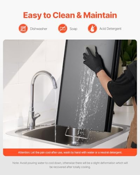 VEVOR Carbon Steel Griddle 32x14 inch Universal Flat Top Rectangular Plate Gas Grill Griddle for BBQ Grill Teppanyaki Portable Family Cookware with Handle for Camping Tailgating Party