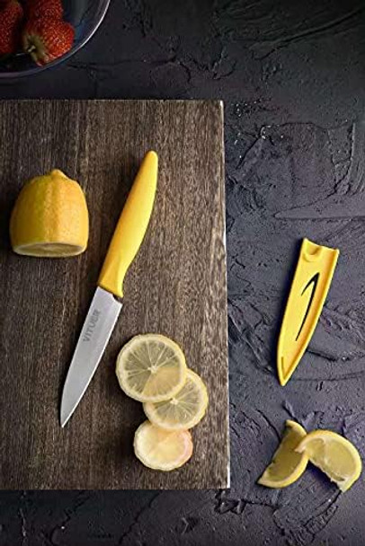 Paring knife 4PCS Paring knives (4 Knives and 4 Knife cover) 4 Inch Peeling Knife Fruit and Vegetable Knife Ultra Sharp Kitchen Knives German Steel PP Plastic Handle