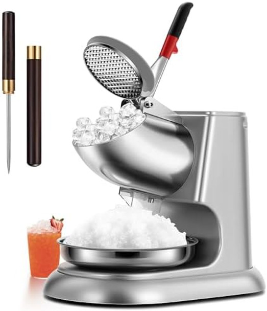 VIVOHOME 11 Inch Height Dual Blades Ice Crusher Shaver 300W 2000 rpm Snow Cone Maker Machine Silver Electric with Ice Pick for Home and Commercial Use VIVOHOME 11 Inch Height Dual Blades Ice Crusher Shaver 300W 2000 rpm Snow Cone Maker Machine Silver Electric with Ice Pick for Home and Commercial Use