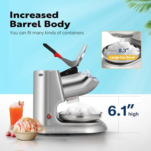 VIVOHOME 11 Inch Height Dual Blades Ice Crusher Shaver 300W 2000 rpm Snow Cone Maker Machine Silver Electric with Ice Pick for Home and Commercial Use VIVOHOME 11 Inch Height Dual Blades Ice Crusher Shaver 300W 2000 rpm Snow Cone Maker Machine Silver Electric with Ice Pick for Home and Commercial Use