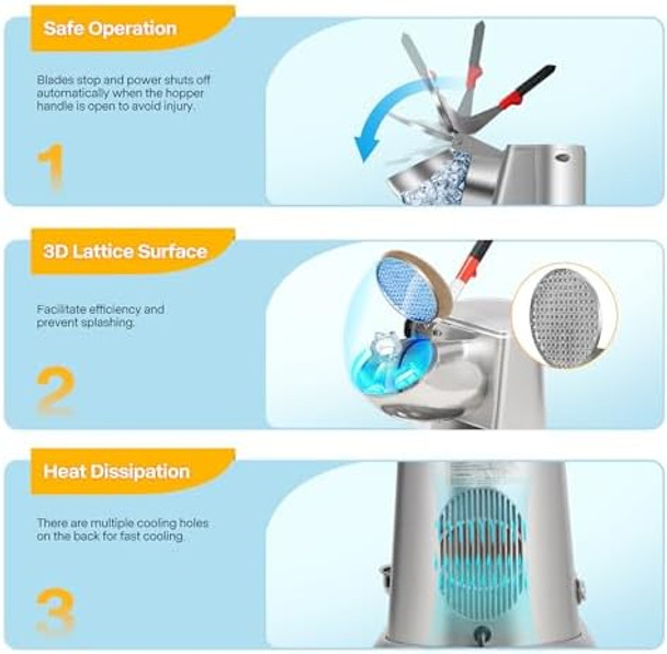 VIVOHOME 11 Inch Height Dual Blades Ice Crusher Shaver 300W 2000 rpm Snow Cone Maker Machine Silver Electric with Ice Pick for Home and Commercial Use VIVOHOME 11 Inch Height Dual Blades Ice Crusher Shaver 300W 2000 rpm Snow Cone Maker Machine Silver Electric with Ice Pick for Home and Commercial Use