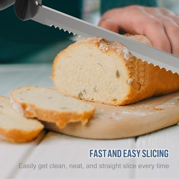 VLOXO Cordless Electric Knife Electric Knives Rechargeable Bread Knife with Safety Lock Ergonomic Handle Electric Meat Knife for Carving Meat Bread Steak Fish Fillet Cheese Include 2 Blades VLOXO Cordless Electric Knife Electric Knives Rechargeable Bread Knife with Safety Lock Ergonomic Handle Electric Meat Knife for Carving Meat Bread Steak Fish Fillet Cheese Include 2 Blades