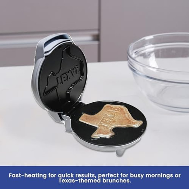 VOS Texas Waffle Maker – State Shape Design Non-Stick Waffle Iron Easy-to-Clean Plates Compact Breakfast Appliance Texas-Themed Waffle Maker for Fans Ideal for Foodies & Breakfast Lovers