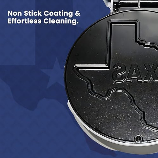 VOS Texas Waffle Maker – State Shape Design Non-Stick Waffle Iron Easy-to-Clean Plates Compact Breakfast Appliance Texas-Themed Waffle Maker for Fans Ideal for Foodies & Breakfast Lovers