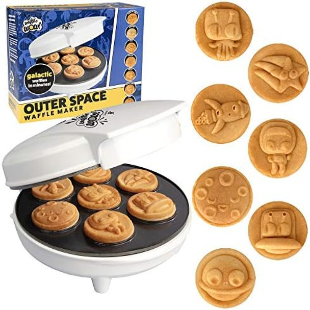 Out of This World Kid's Waffle Maker - Make 7 Space Pancakes Feat. Astronauts Moons Stars & More in Minutes- Electric Non Stick Waffler- Fun Galactic Themed Science Iron- Must-Have Anytime