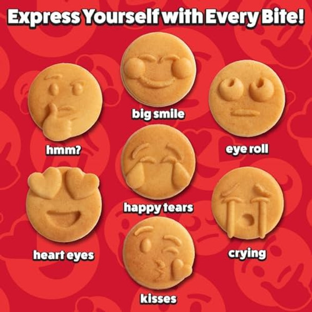 Mini Emojis Waffle Maker for Special Breakfast- Make 7 Unique Smiley Face Waffles Pancakes- Electric Non Stick Iron Feat Kiss Face Heart Eyes & Smile with Recipes for Her Kids- Licensed by Emoji
