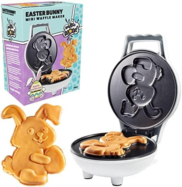 Easter Bunny Mini Waffle Maker - Make Holiday Breakfast Special for Kids & Adults w Cute Bunny Waffles or Pancakes- Individual 4 Inch Waffler Iron Fun Easter Basket Stuffer or Egg Hunt Surprise