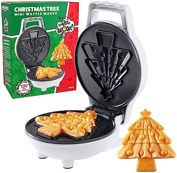 Christmas Tree Mini Waffle Maker - Make this Holiday Special for Kids with Cute 4 Inch Waffler Iron Electric Non Stick Breakfast Appliance for Xmas Season Fun or Cute Dessert Treat for Parties