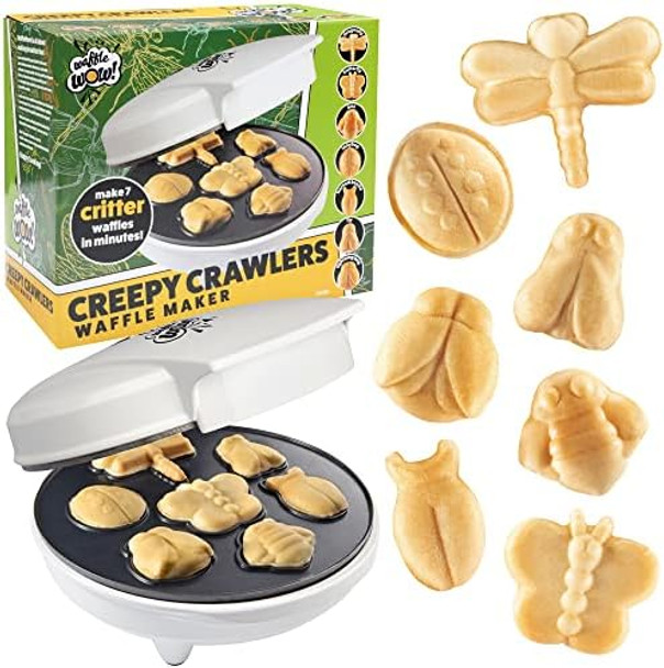 The Original Creepy Crawly Bug Waffle Maker- 7 Summer Fun Different Insect Shaped Pancakes- Includes a Beetle Lady Bug Bee & More- Electric Nonstick Waffler Iron Morning Breakfast Treat or Kids